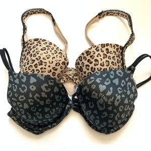 Animal print black and brown push up bras 34A